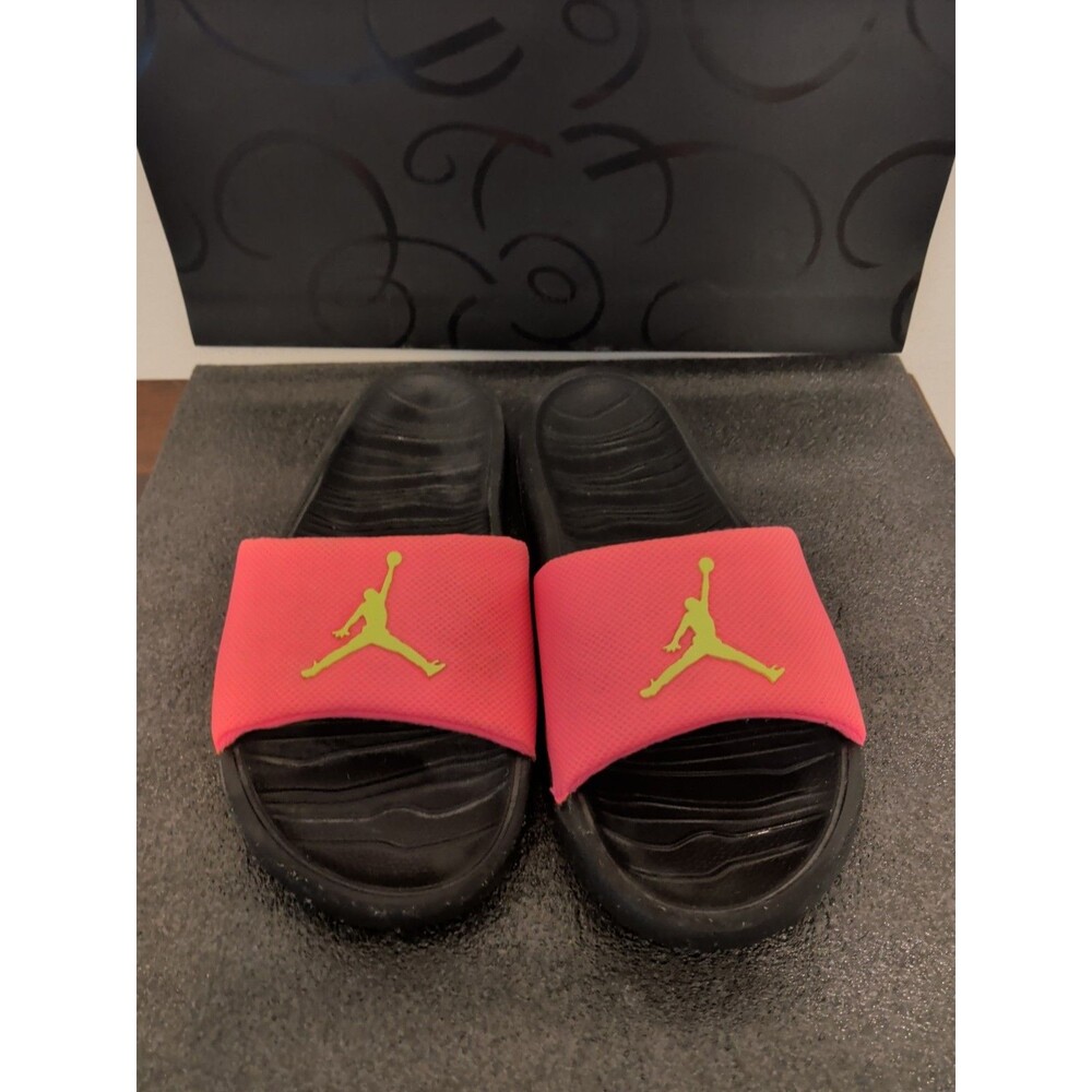 Nike Air Jordan Break Slides Sandal Jumpman BLACK PINK NEON Size 9